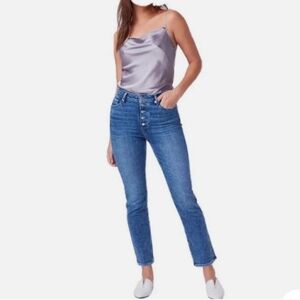 Paige Womens Cindy Button Fly Bootcut Denim Jeans Sz 32 Whiskered Cowboy Western